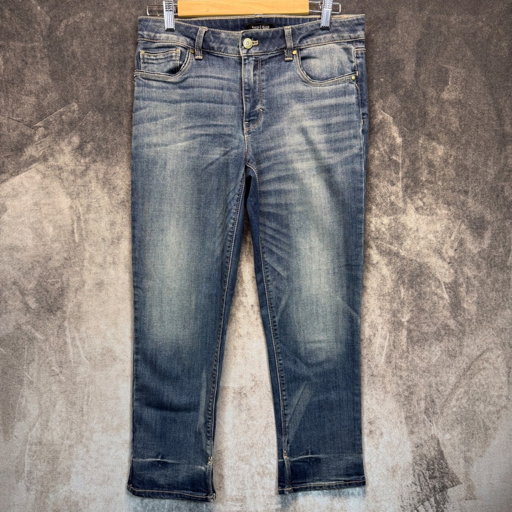 White House Black Market Slim Crop Womens Blue Slim 8 Denim Pants